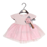 Newborn Girls Fancy Half Sleeves Net Frock - Pink - test-store-for-chase-value