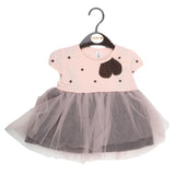Newborn Girls Fancy Half Sleeves Net Frock - Peach - test-store-for-chase-value