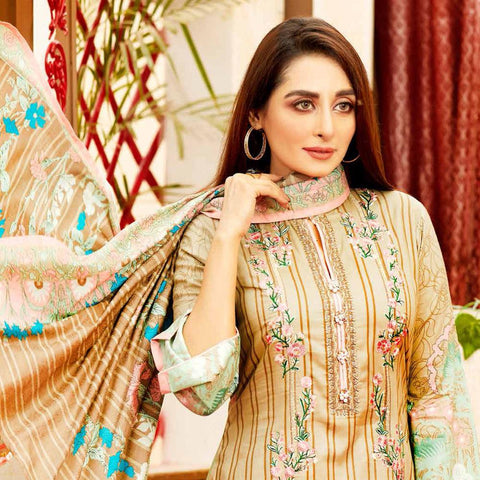 Amna Sohail Imperial Reflections Embroidered Lawn 3 Piece Un-Stitched Suit - 4594 A - test-store-for-chase-value