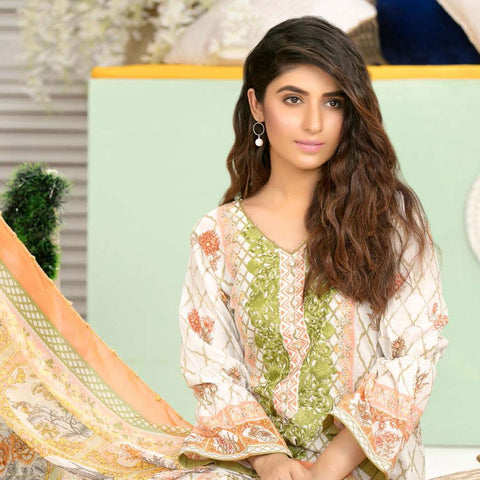 Iraar Luxurious Pearl Collection Embroidered Lawn 3 Piece Un-Stitched Suit - 3 A - test-store-for-chase-value