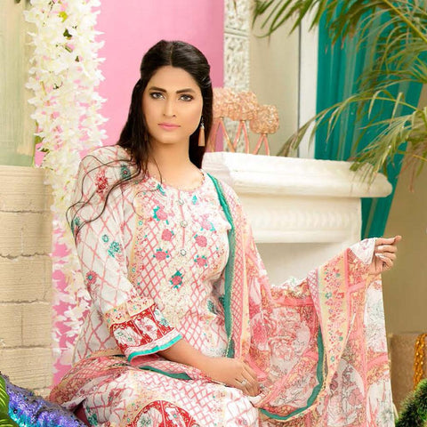 Iraar Luxurious Pearl Collection Embroidered Lawn 3 Piece Un-Stitched Suit - 3 B - test-store-for-chase-value