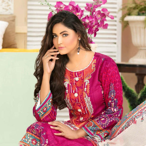 Iraar Luxurious Pearl Collection Embroidered Lawn 3 Piece Un-Stitched Suit - 4 B - test-store-for-chase-value