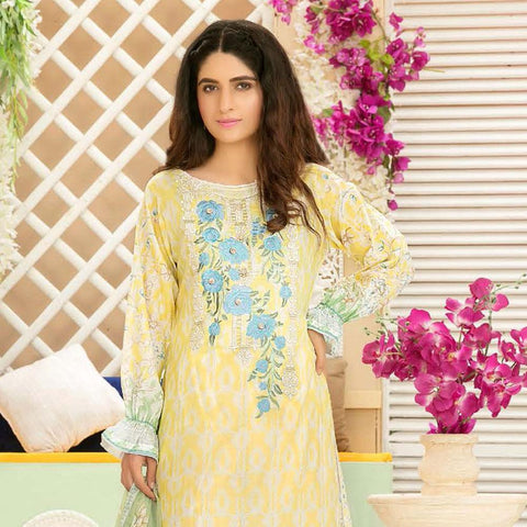 Iraar Luxurious Pearl Collection Embroidered Lawn 3 Piece Un-Stitched Suit - 7 A - test-store-for-chase-value