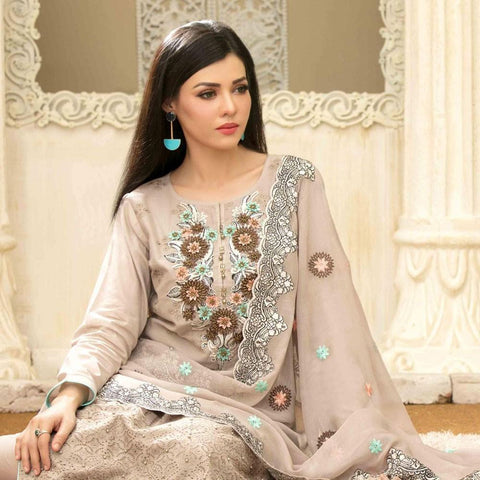 Famininity Schiffli Embroidered Lawn 3 Piece Un-Stitched Suit - 4581 - test-store-for-chase-value