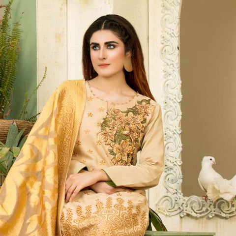 Famininity Schiffli Embroidered Lawn 3 Piece Un-Stitched Suit - 4585 - test-store-for-chase-value