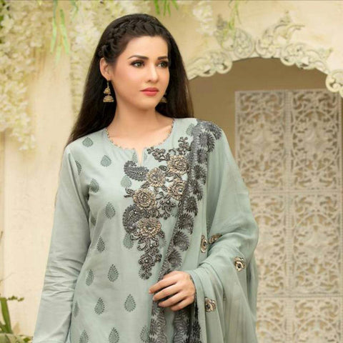 Famininity Schiffli Embroidered Lawn 3 Piece Un-Stitched Suit - 4586 - test-store-for-chase-value