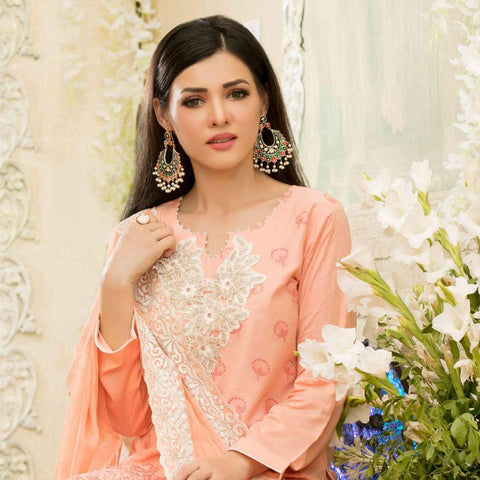 Famininity Schiffli Embroidered Lawn 3 Piece Un-Stitched Suit - 4587 - test-store-for-chase-value
