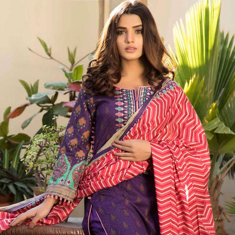 BS Printed Lawn Collection 3 Piece Un-Stitched Suit - 1 - test-store-for-chase-value