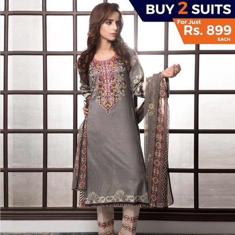 Rangreza Printed Lawn 3 Piece Un-Stitched Suit Vol-1 - 3 A - test-store-for-chase-value