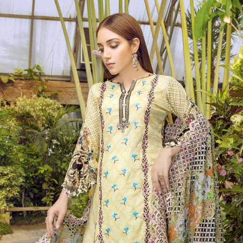 Afreen Embroidered Lawn 3 Piece Un-Stitched Suit - AY-139 B - test-store-for-chase-value