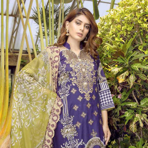 Afreen Embroidered Lawn 3 Piece Un-Stitched Suit - DA-108 - test-store-for-chase-value