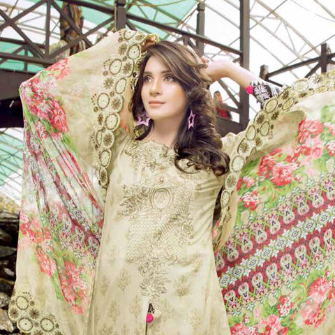 Afreen Embroidered Lawn 3 Piece Un-Stitched Suit - EKR-122 B - test-store-for-chase-value