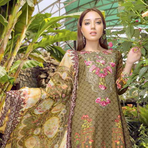 Afreen Embroidered Lawn 3 Piece Un-Stitched Suit - EKR-133 - test-store-for-chase-value