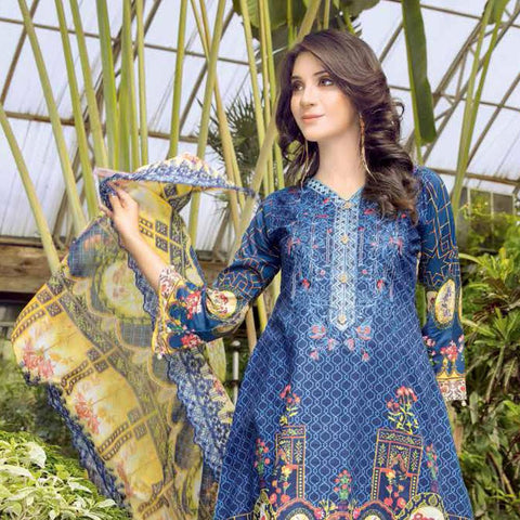 Afreen Embroidered Lawn 3 Piece Un-Stitched Suit - F-134 - test-store-for-chase-value