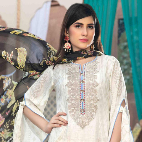 Amna Sohail Pure Decadence Embroidered Lawn 3 Piece Un-Stitched Suit - 4553 A - test-store-for-chase-value