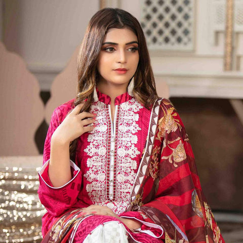 Amna Sohail Pure Decadence Embroidered Lawn 3 Piece Un-Stitched Suit - 4553 B - test-store-for-chase-value