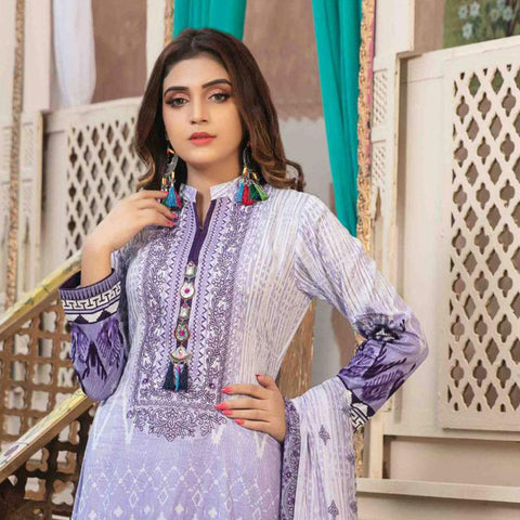 Amna Sohail Pure Decadence Embroidered Lawn 3 Piece Un-Stitched Suit - 4555 B - test-store-for-chase-value