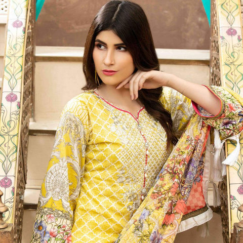 Amna Sohail Pure Decadence Embroidered Lawn 3 Piece Un-Stitched Suit - 4556 A - test-store-for-chase-value