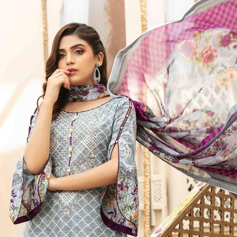 Amna Sohail Pure Decadence Embroidered Lawn 3 Piece Un-Stitched Suit - 4556 B - test-store-for-chase-value