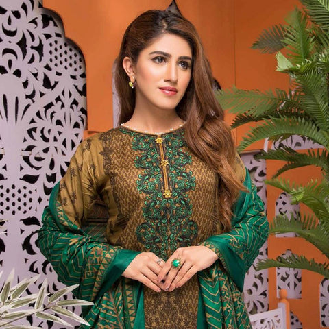 Mughal Bagh Embroidered Lawn 3 Piece Un-Stitched Suit - AY-172 A - test-store-for-chase-value
