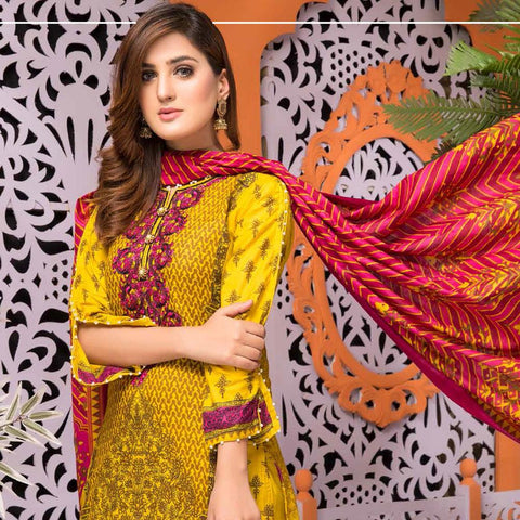 Mughal Bagh Embroidered Lawn 3 Piece Un-Stitched Suit - AY-172 B - test-store-for-chase-value