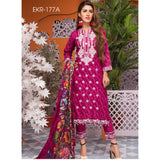 Mughal Bagh Embroidered Lawn 3 Piece Un-Stitched Suit - EKR-177 A - test-store-for-chase-value