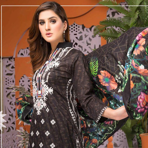 Mughal Bagh Embroidered Lawn 3 Piece Un-Stitched Suit - EKR-177 B - test-store-for-chase-value