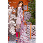 Mughal Bagh Embroidered Lawn 3 Piece Un-Stitched Suit - EKR-178 A - test-store-for-chase-value