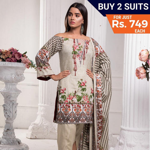 Sahil Printed Lawn 3 Piece Un-Stitched Suit Vol 7 - ZS 05 - test-store-for-chase-value