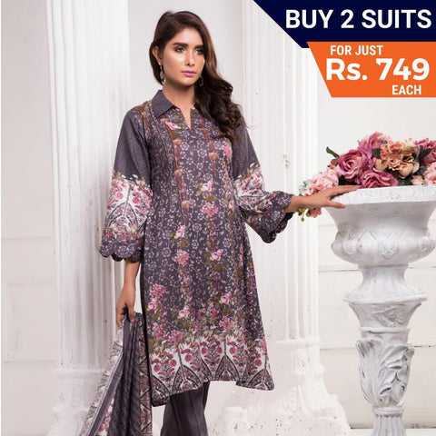 Sahil Printed Lawn 3 Piece Un-Stitched Suit Vol 7 - ZS 06 - test-store-for-chase-value