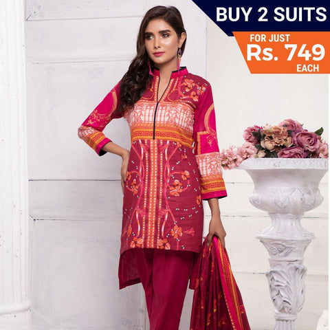 Sahil Printed Lawn 3 Piece Un-Stitched Suit Vol 7 - ZS 08 - test-store-for-chase-value