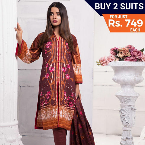 Sahil Printed Lawn 3 Piece Un-Stitched Suit Vol 7 - ZS 09 - test-store-for-chase-value