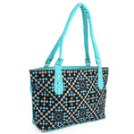 Women's Embroidery Handbag - Cyan - test-store-for-chase-value