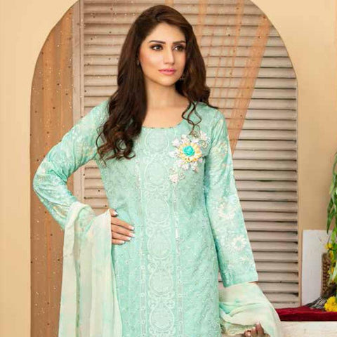 Poshak Embroidered Lawn 3 Piece Un-Stitched Suit - 32 A - test-store-for-chase-value