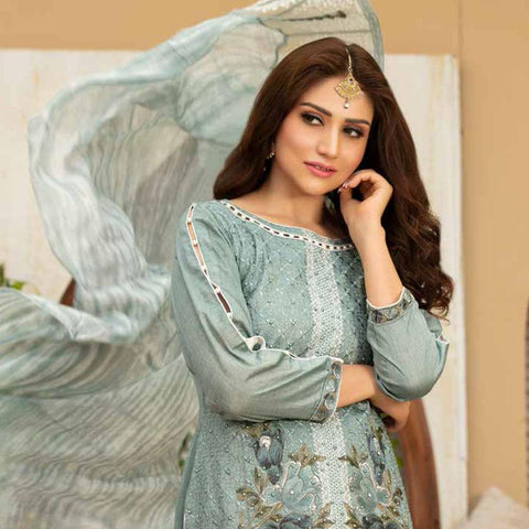 Poshak Embroidered Lawn 3 Piece Un-Stitched Suit - 36 A - test-store-for-chase-value