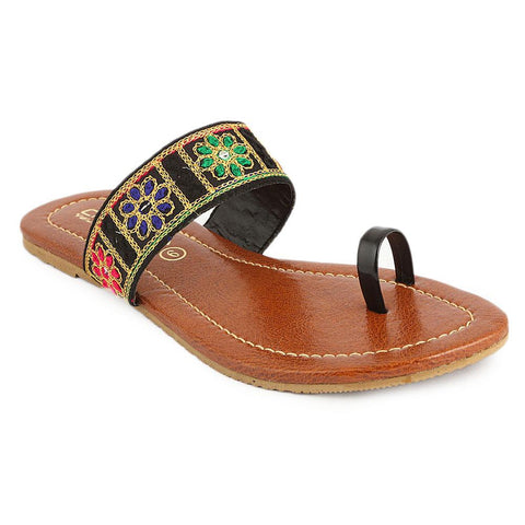 Women's Embroidery Slipper (SA-012) - Black - test-store-for-chase-value