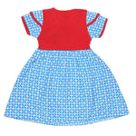 Girls Half Sleeve Printed Fancy Frock - Red - test-store-for-chase-value