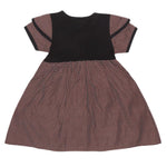 Girls Half Sleeve Printed Fancy Frock - Brown - test-store-for-chase-value