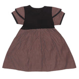 Girls Half Sleeve Printed Fancy Frock - Brown - test-store-for-chase-value