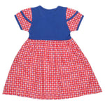 Girls Half Sleeve Printed Fancy Frock - Blue - test-store-for-chase-value