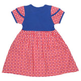 Girls Half Sleeve Printed Fancy Frock - Blue - test-store-for-chase-value