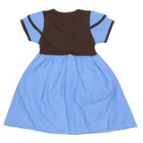 Girls Half Sleeve Printed Fancy Frock - Light Blue - test-store-for-chase-value