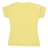 Girls Half Sleeve Glitter T-Shirt - Yellow - test-store-for-chase-value
