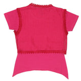 Girls Half Sleeve Fancy T-Shirt - Dark Pink - test-store-for-chase-value