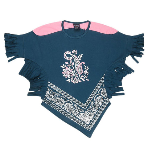 Girls Half Sleeve Printed T-Shirt - Steel Blue - test-store-for-chase-value