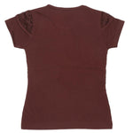 Girls Half Sleeve Glitter T-Shirt - Brown - test-store-for-chase-value