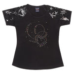 Girls Half Sleeve Fancy T-Shirt - Black - test-store-for-chase-value