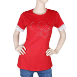 Women's Half Sleeve Stone T-Shirt - Red - test-store-for-chase-value