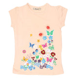 Girls Half Sleeve Fancy T-Shirt - Peach - test-store-for-chase-value