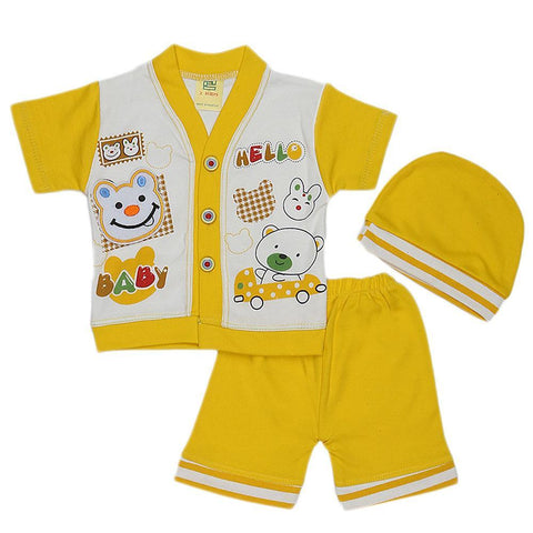 Newborn Boys Half Sleeves Suit - Yellow - test-store-for-chase-value